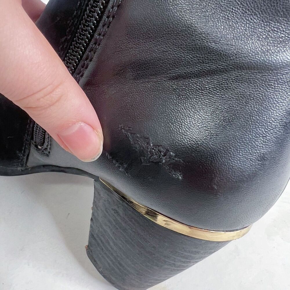 Steve Madden Wantagh Black Leather Suede Booties Ankle Boots Size 9 - Picture 9 of 13